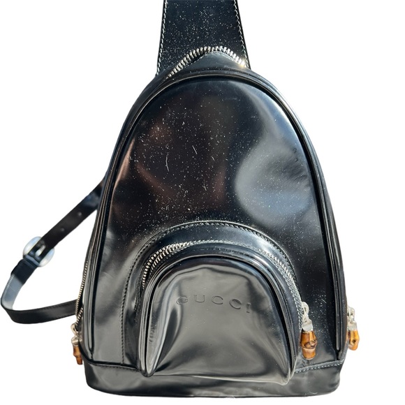 EUC GUCCI CROSSBODY NO CORNER RUBERS BAMBOO ZIPPER CLOSURE DETAIL 8.5x9.5 - Picture 1 of 10